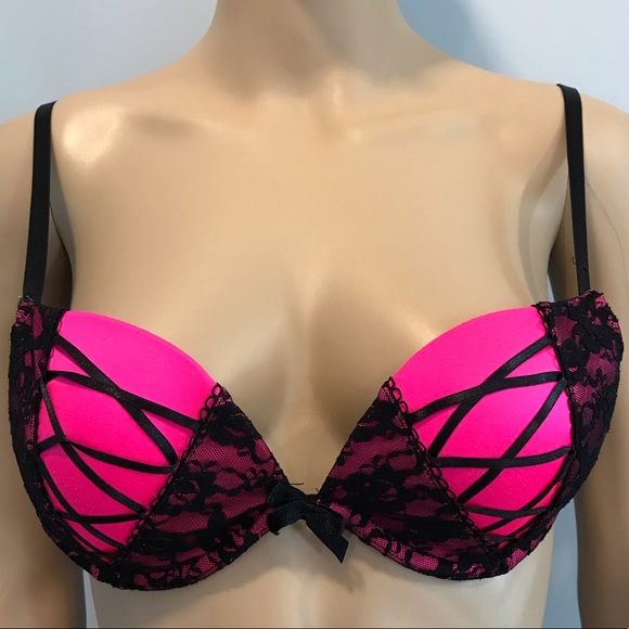 34B la Senza pink & black lace bra